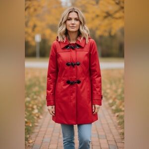 Nautica Red Trench Coat with Bold Style